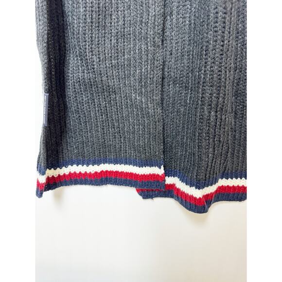 Tommy Hilfiger Mens Scarf Flag Edge Charcoal Gray Blue Red White 100% Acrylic - Picture 5 of 9